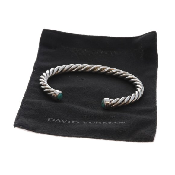 David Yurman Cable 6mm Men's Turquoise Cuff Bracelet 7 1/4" - Sterling 925 - Picture 6 of 6